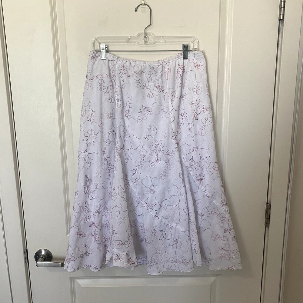 JKLA California white tulip midi skirt size Large
